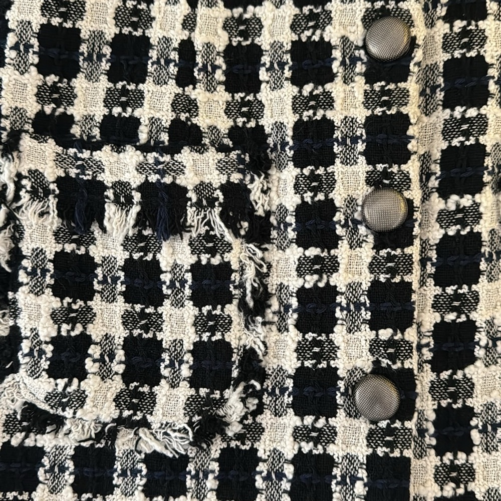 Zara Basic Tweed Button Navy Blue Plaid Skirt Wom… - image 2